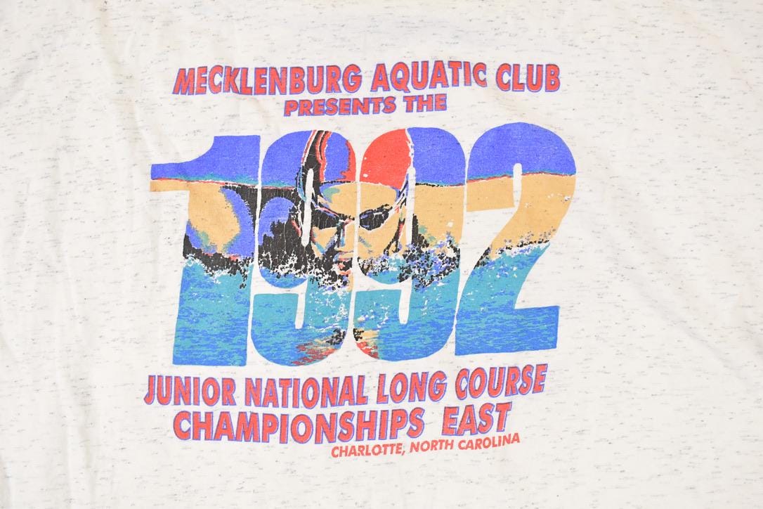 Vintage 1992 Swimming Championship Charlotte Souvenir Travel T-Shirt Men's XL / 90s Single Stitch Swim Graphic Tee / Made in USA from propervintagecanada