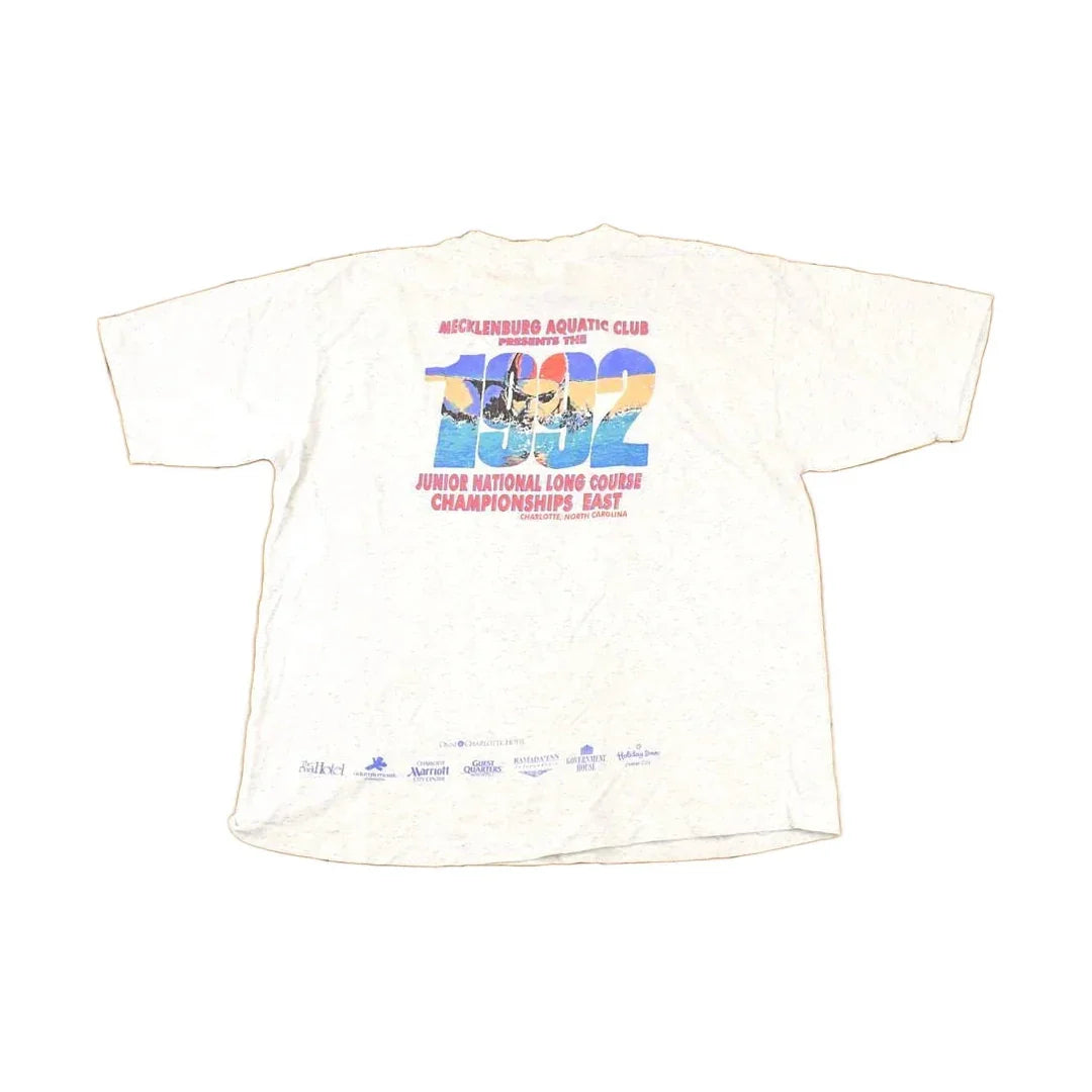 Vintage 1992 Swimming Championship Charlotte Souvenir Travel T-Shirt Men's XL / 90s Single Stitch Swim Graphic Tee / Made in USA from propervintagecanada