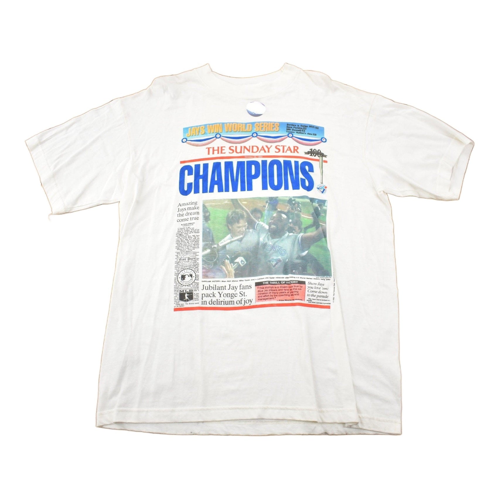 Vintage 1992 Toronto Blue Jays MLB World Series Championship T-shirt Men's XL from propervintagecanada