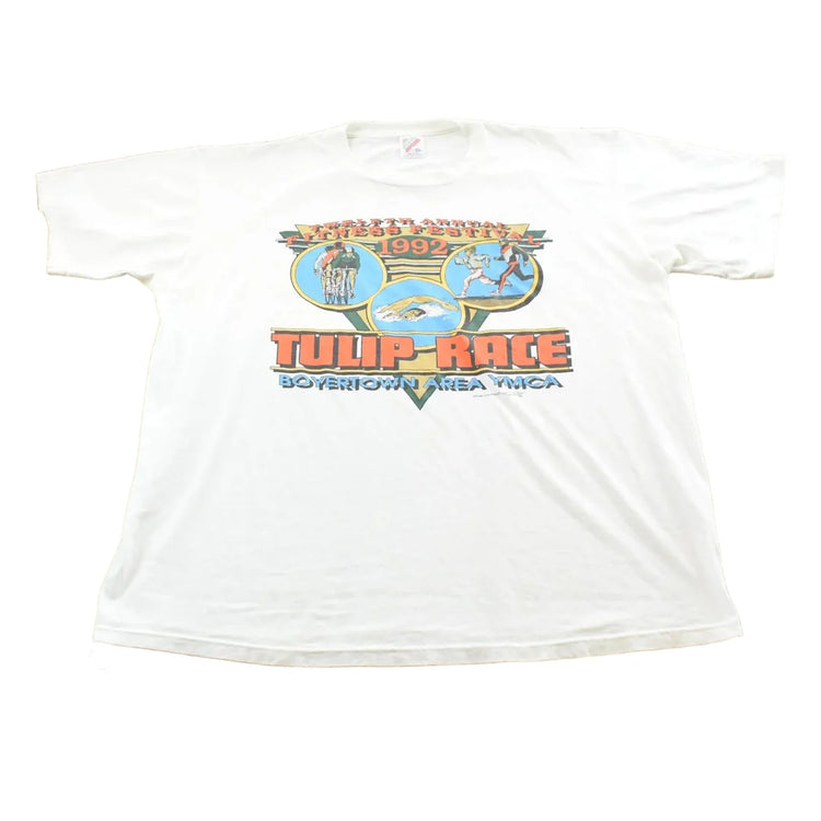 Vintage 1992 YMCA Boyertown Tulip Race Triathalon T-Shirt Mens S Men's XL from propervintagecanada