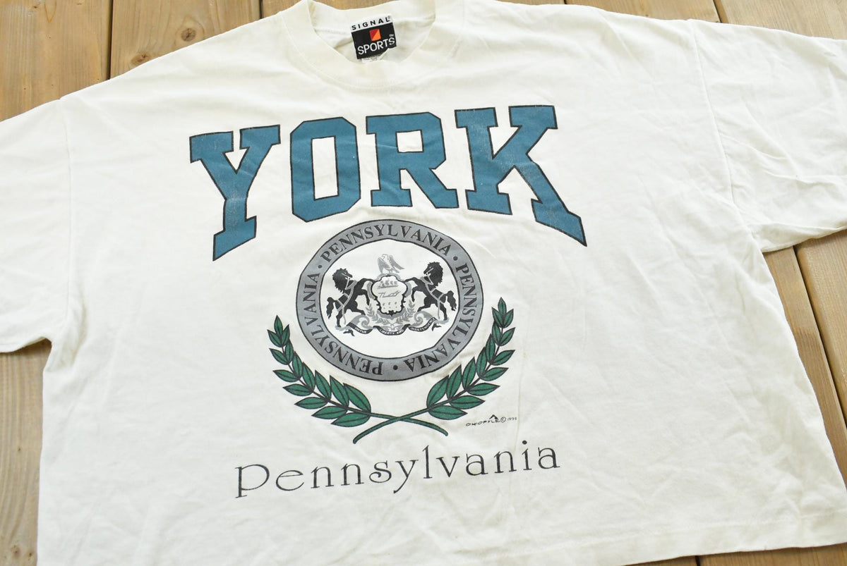 Vintage 1992 York Pennsylvania Souvenir Cropped T-Shirt Men's L from propervintagecanada