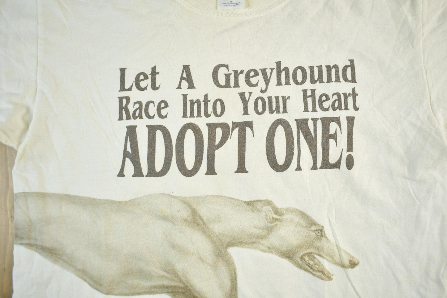 Vintage 1993 Adopt A Greyhound Graphic T-Shirt Men's Medium from propervintagecanada