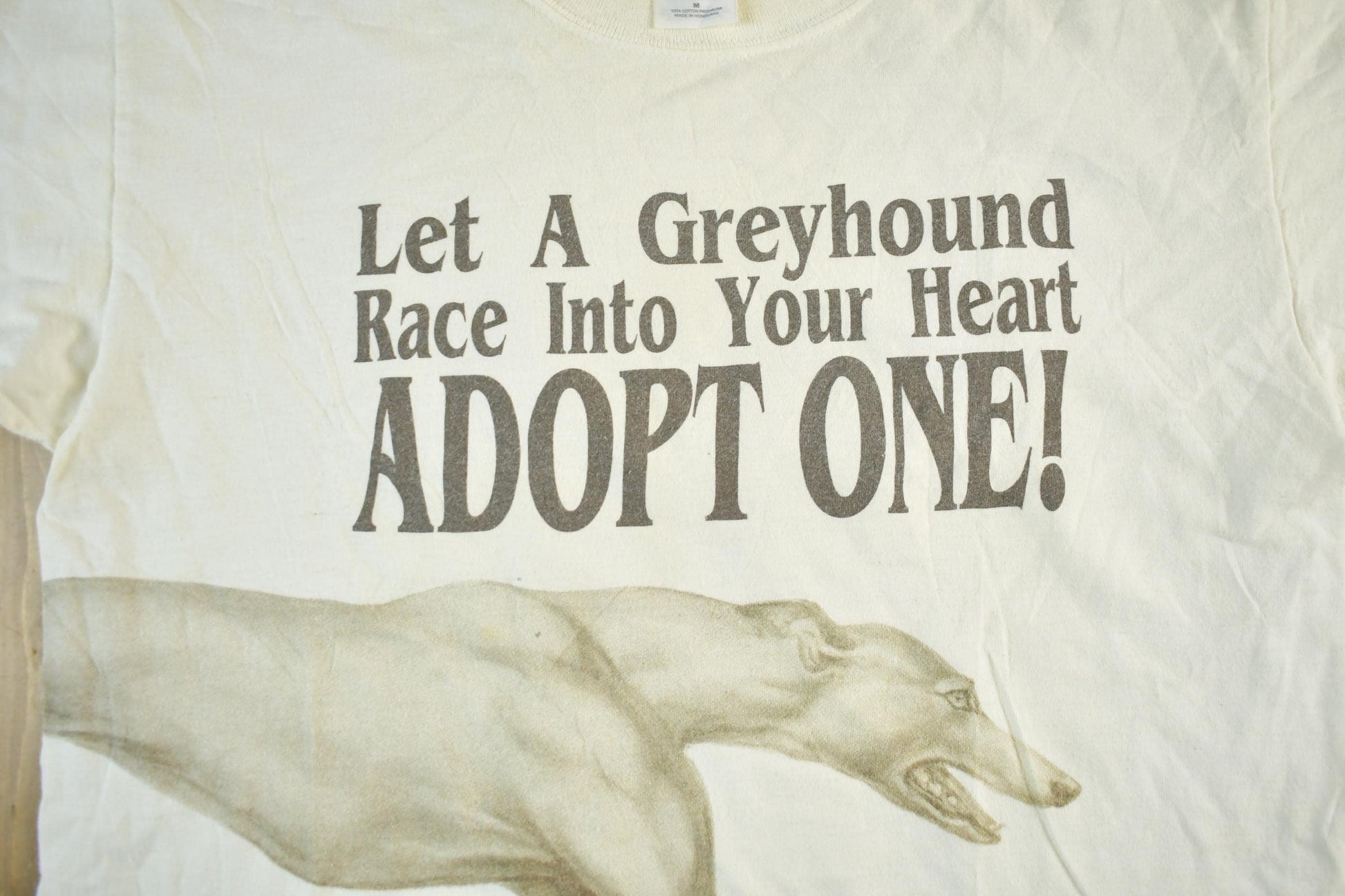 Vintage 1993 Adopt A Greyhound Graphic T-Shirt Men's Medium from propervintagecanada