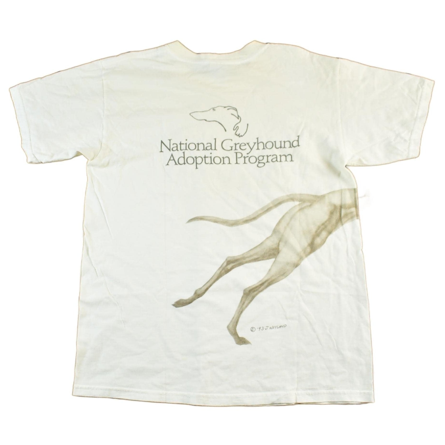Vintage 1993 Adopt A Greyhound Graphic T-Shirt Men's Medium from propervintagecanada