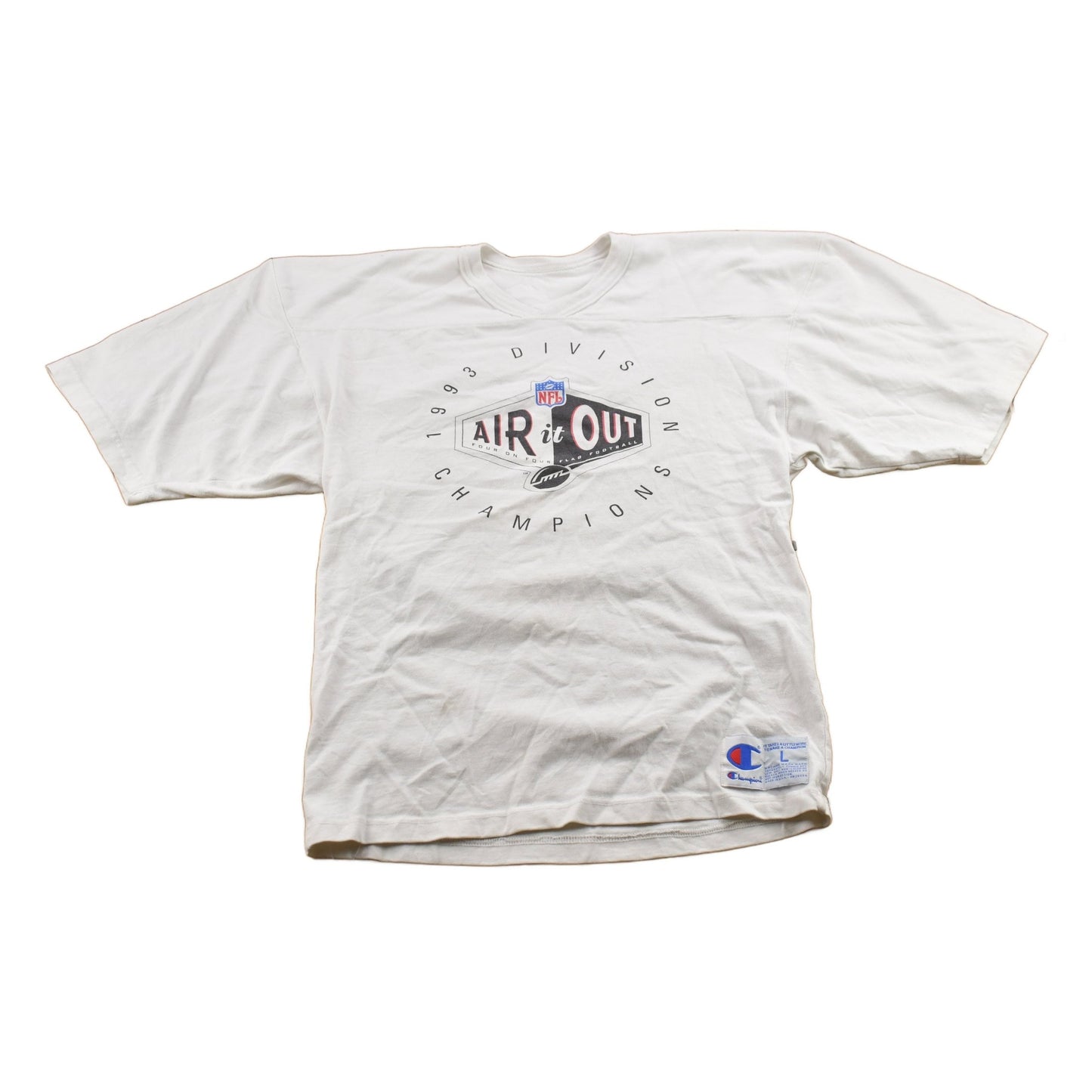 Vintage 1993 Air It Out NFL Flag Football Champions Crewneck Short Sleeve Sweatshirt Men's Medium from propervintagecanada