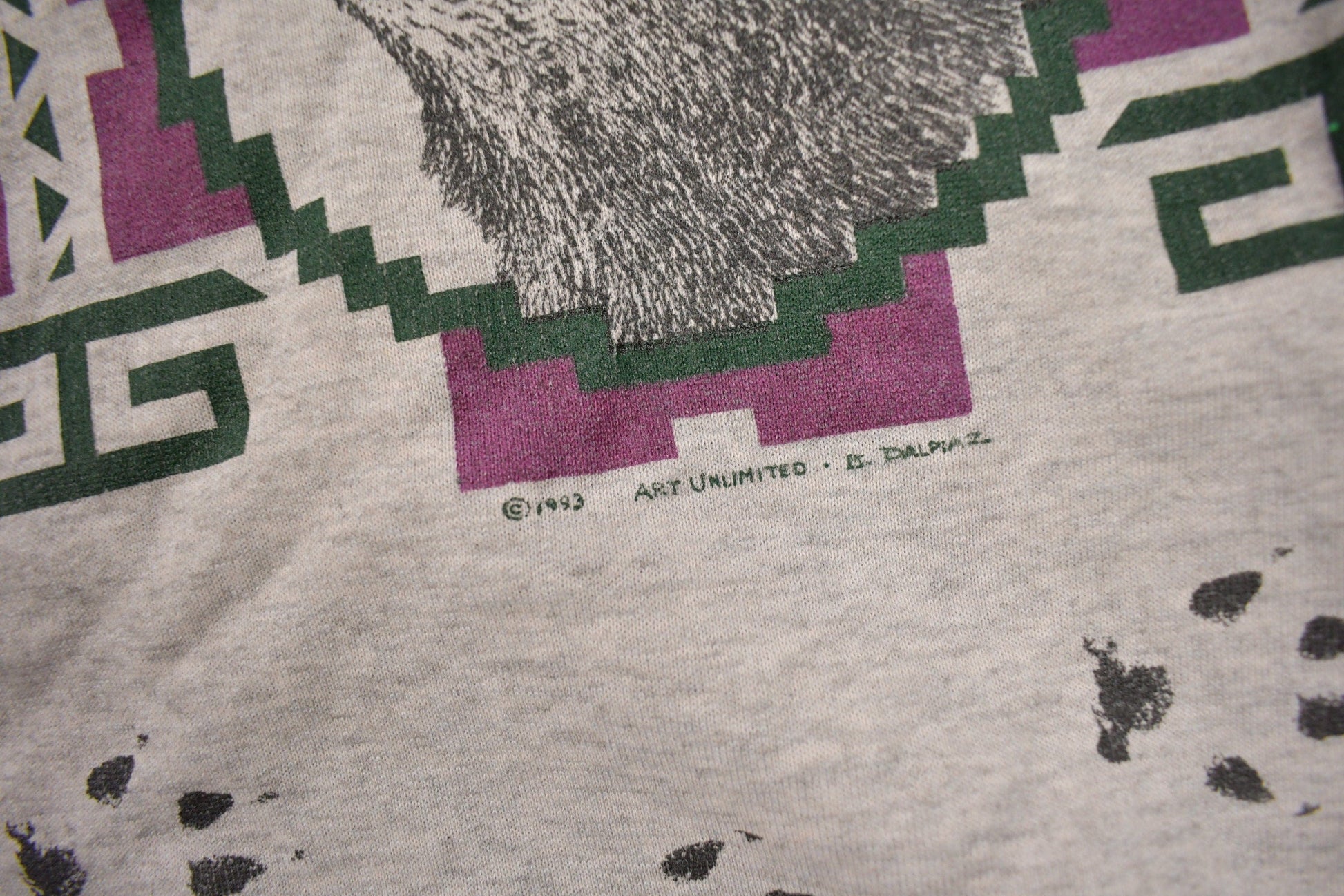 Vintage 1993 Aztec Wolf Theme Crewneck Men's Large from propervintagecanada