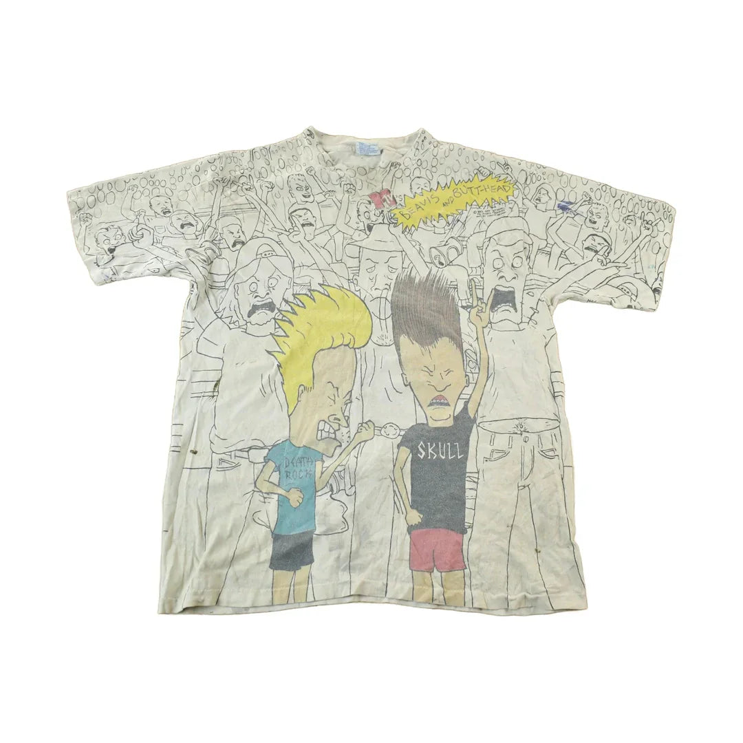 Vintage 1993 Beavis And Butthead MTV All Over Print T-Shirt Men's Medium from propervintagecanada