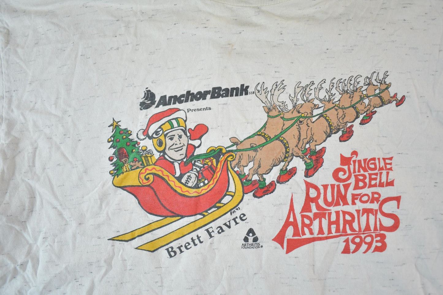 Vintage 1993 Brett Favre Jingle Bell Run For Arthritis Souvenir Long Sleeve T-Shirt Mens XL from propervintagecanada