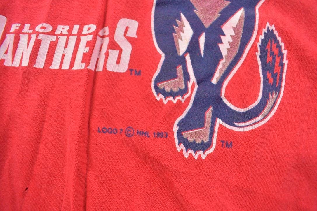 Vintage 1993 Florida Panthers NHL Graphic logo 7 T-Shirt Men's XL from propervintagecanada