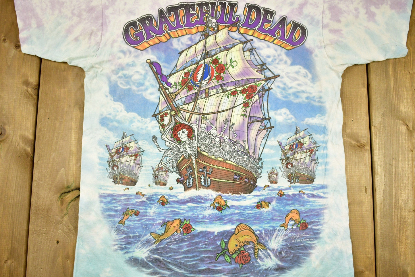 Vintage 1993 Grateful Dead Ship Of Fools All Over Print Pirate T-shirt Men's Large from propervintagecanada