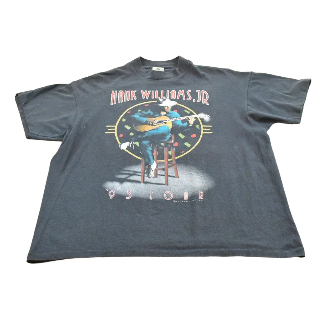 Vintage 1993 Hank Williams Jr Tour Country Music T-Shirt Mens L from propervintagecanada