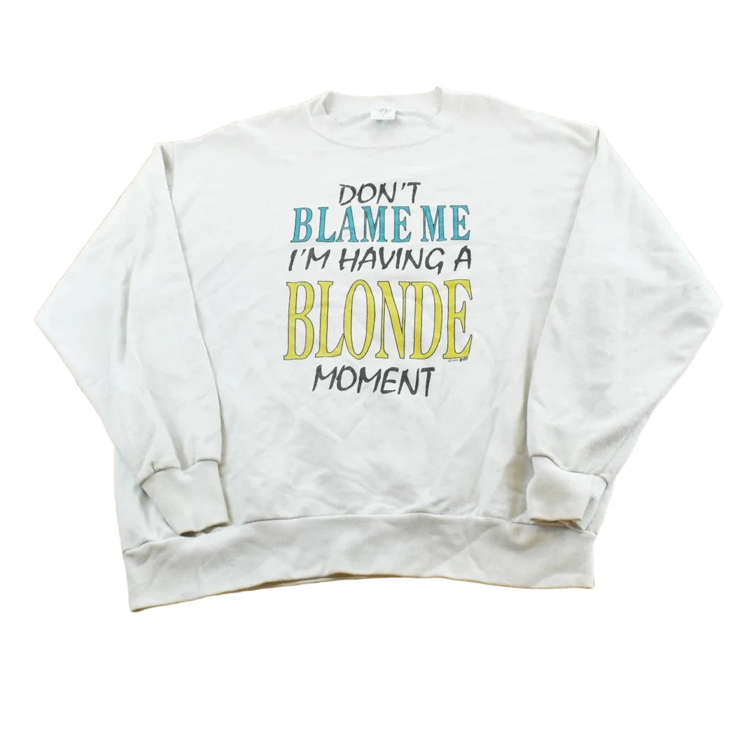 Vintage 1993 Having A Blonde Moment Funny Parody Crewneck Sweatshirt Men's L from propervintagecanada