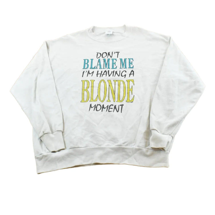 Vintage 1993 Having A Blonde Moment Funny Parody Crewneck Sweatshirt Men's L from propervintagecanada