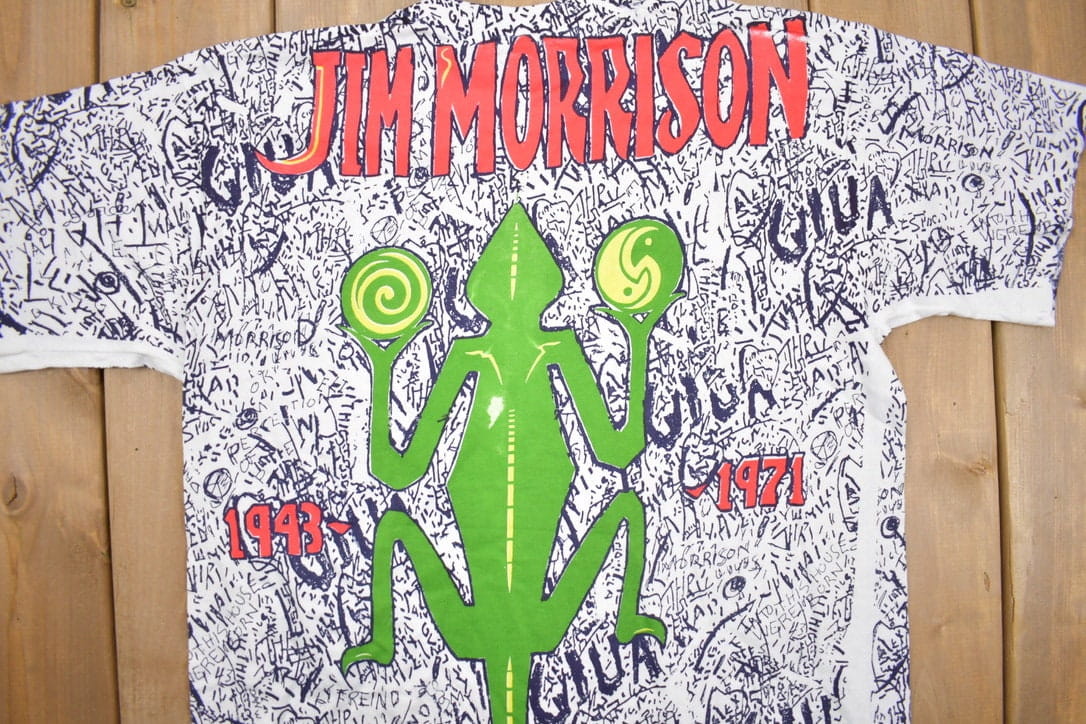 Vintage 1993 Jim Morrison lizard King All Over Print Graphic T Shirt Men's Large from propervintagecanada