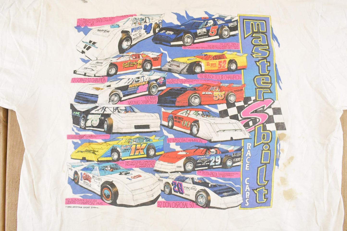 Vintage 1993 Mitch Johnson Thrashed Racing T-Shirt Men's XL from propervintagecanada