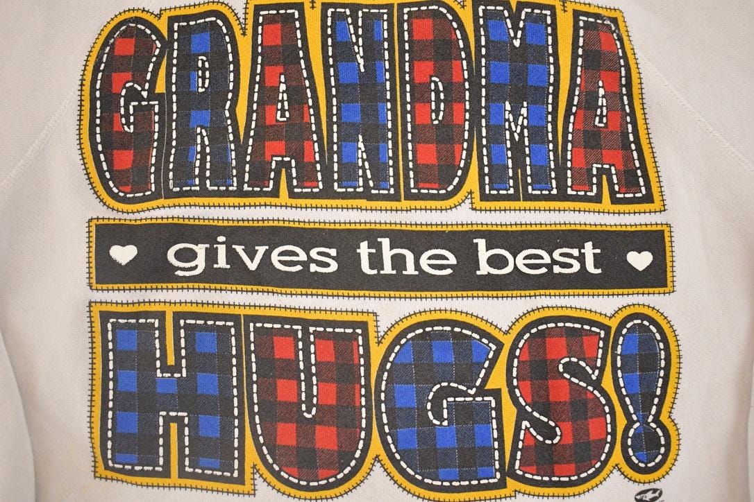 Vintage 1993 Sharky's Grandmas Hugs Cute Souvenir Crewneck Sweatshirt Womens L from propervintagecanada