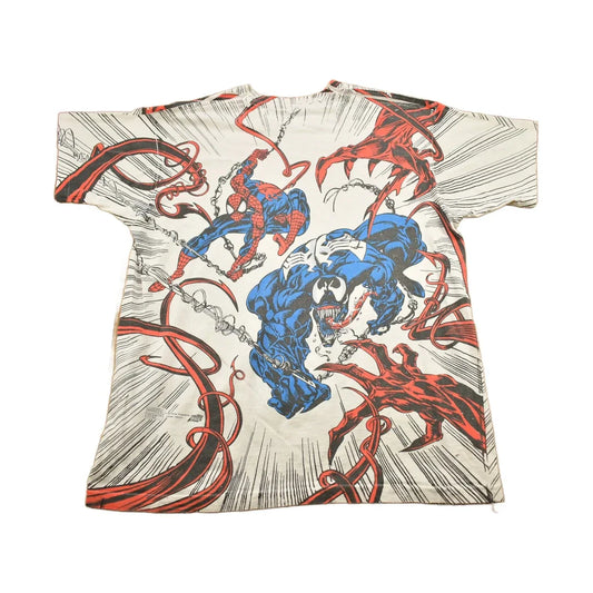 Vintage 1993 Spiderman Vs Venom Vs Carnage MARVEL Comics Mega Print T-Shirt from propervintagecanada