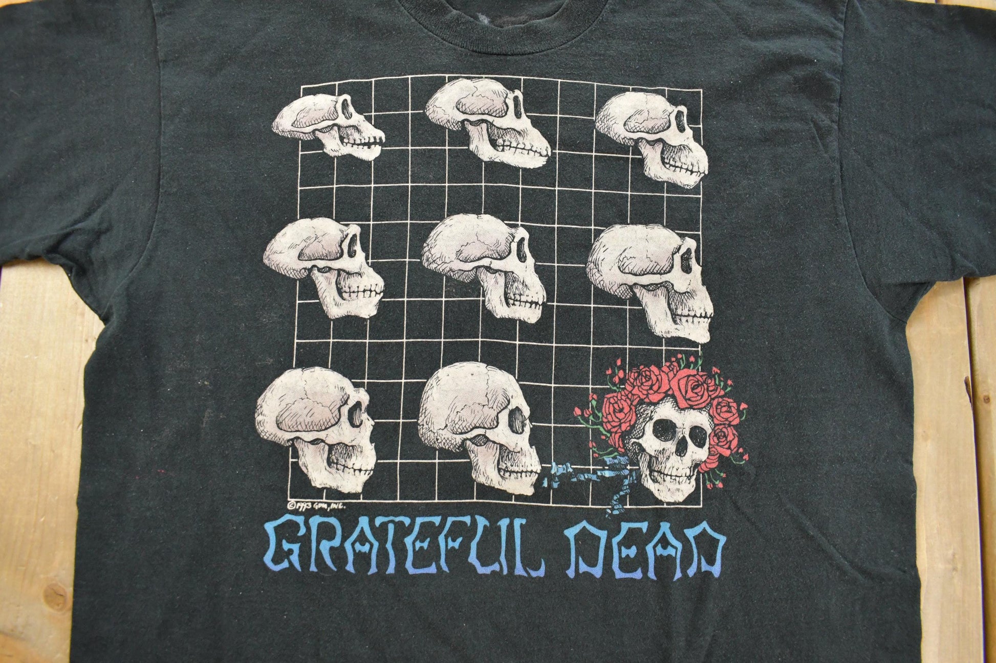 Vintage 1993 The Grateful Dead Evolution Long Strange Trip Liquid Blue Graphic T-Shirt Men's XL from propervintagecanada