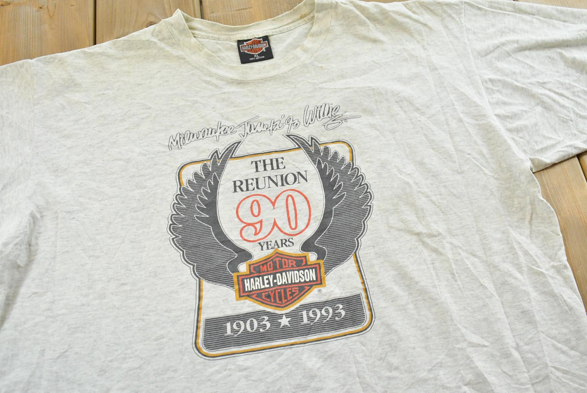 Vintage 1993 The Reunion 90 Years Harley Davidson T-Shirt Mens XL from propervintagecanada