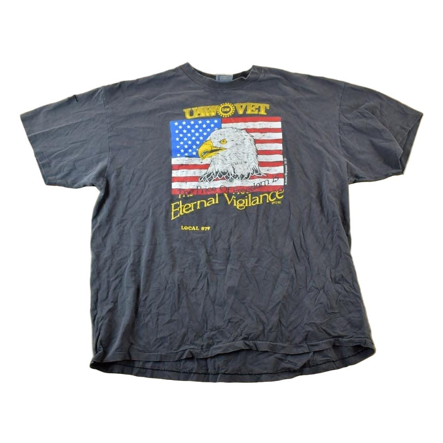 Vintage 1993 UAW Vet American Eagle Souvenir Single Stitch Graphic Print T-Shirt Men's XL from propervintagecanada