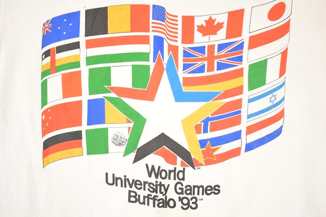 Vintage 1993 World University Games Buffalo Souvenir T-Shirt Men's M from propervintagecanada