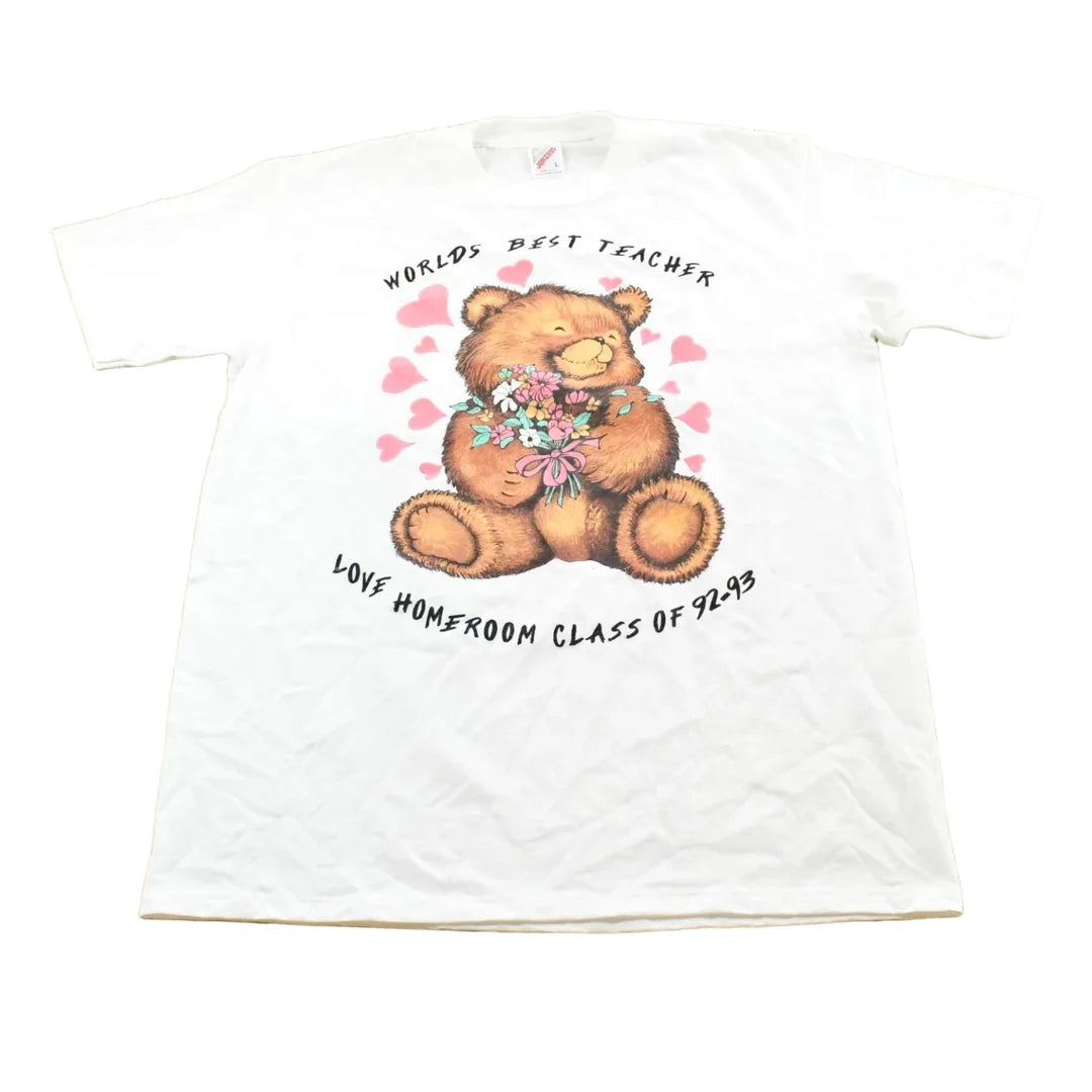 Vintage 1993 Worlds Best Teacher Teddy Bear T-Shirt Men's L from propervintagecanada