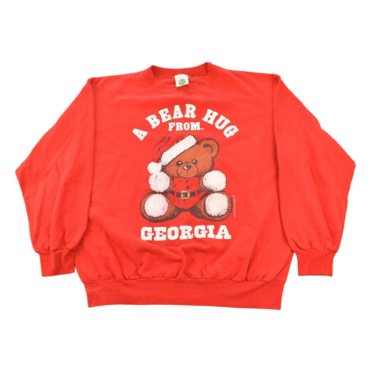 Vintage 1994 A Bear Hug From Georgia Cute Teddy Bear Christmas Graphic Crewneck Sweatshirt Men's XL from propervintagecanada