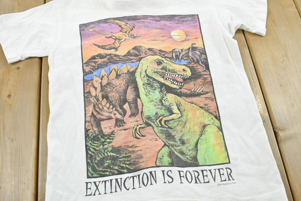 Vintage 1994 Extinction is Forever Dinosaurs T-Shirt Men's XL from propervintagecanada