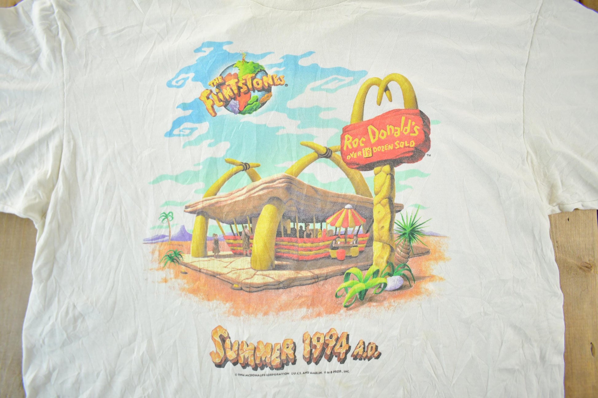Vintage 1994 Flintstones McDonalds Graphic T-Shirt Men's XL from propervintagecanada