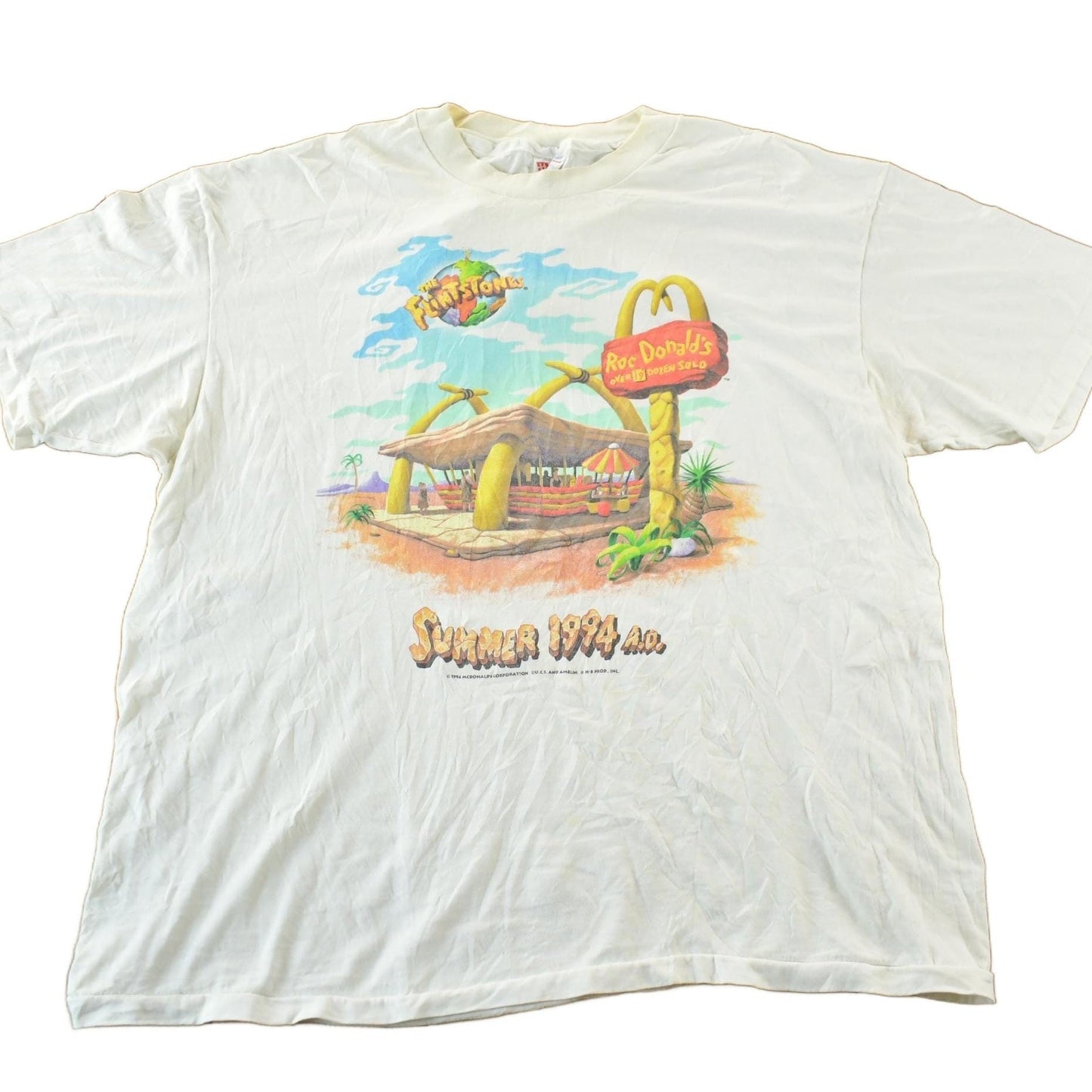Vintage 1994 Flintstones McDonalds Graphic T-Shirt Men's XL from propervintagecanada