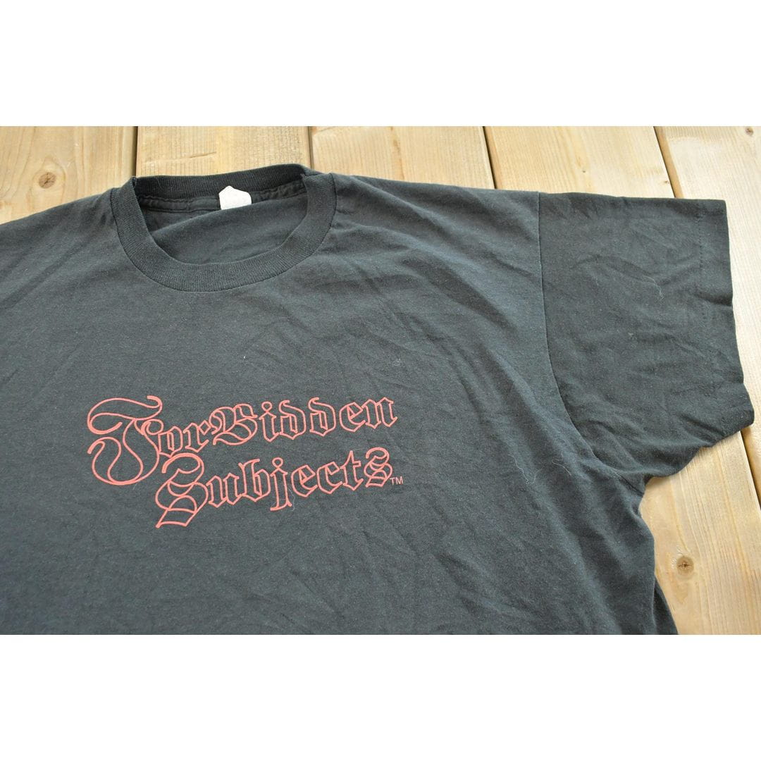 Vintage 1994 Forbidden Subject VHS CD-Rom Promo T-shirt Mens L from propervintagecanada