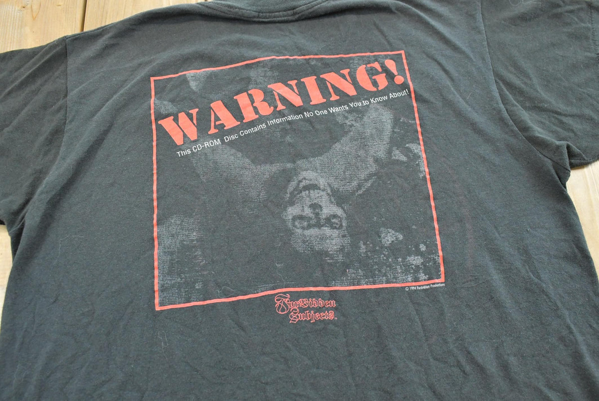 Vintage 1994 Forbidden Subject VHS CD-Rom Promo T-shirt Mens L from propervintagecanada