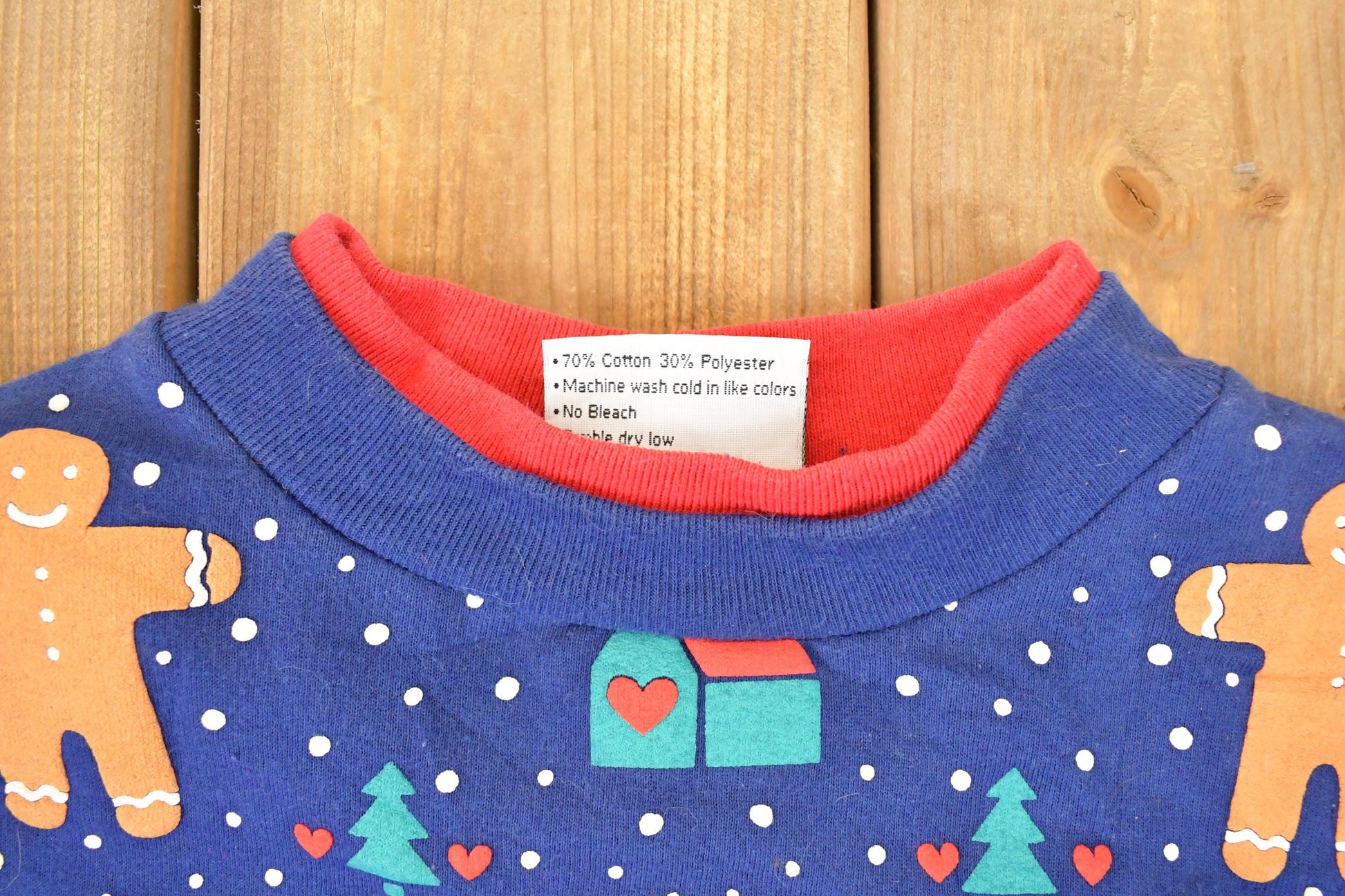 Vintage 1994 Gingerbread Man AOP Double Collar Christmas Graphic Print Crewneck Sweatshirt Women's S from propervintagecanada