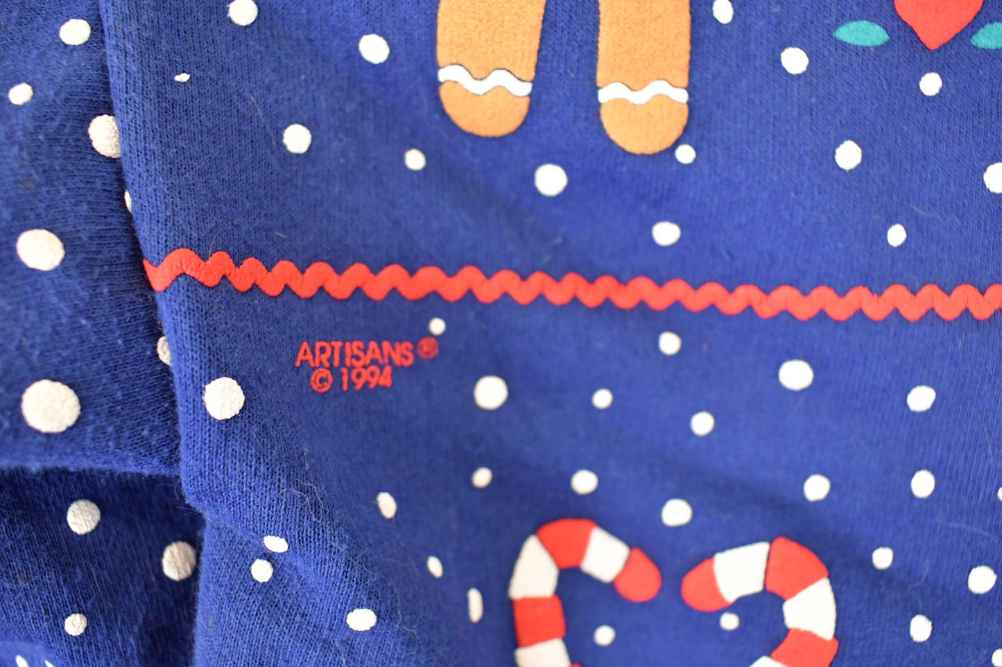 Vintage 1994 Gingerbread Man AOP Double Collar Christmas Graphic Print Crewneck Sweatshirt Women's S from propervintagecanada