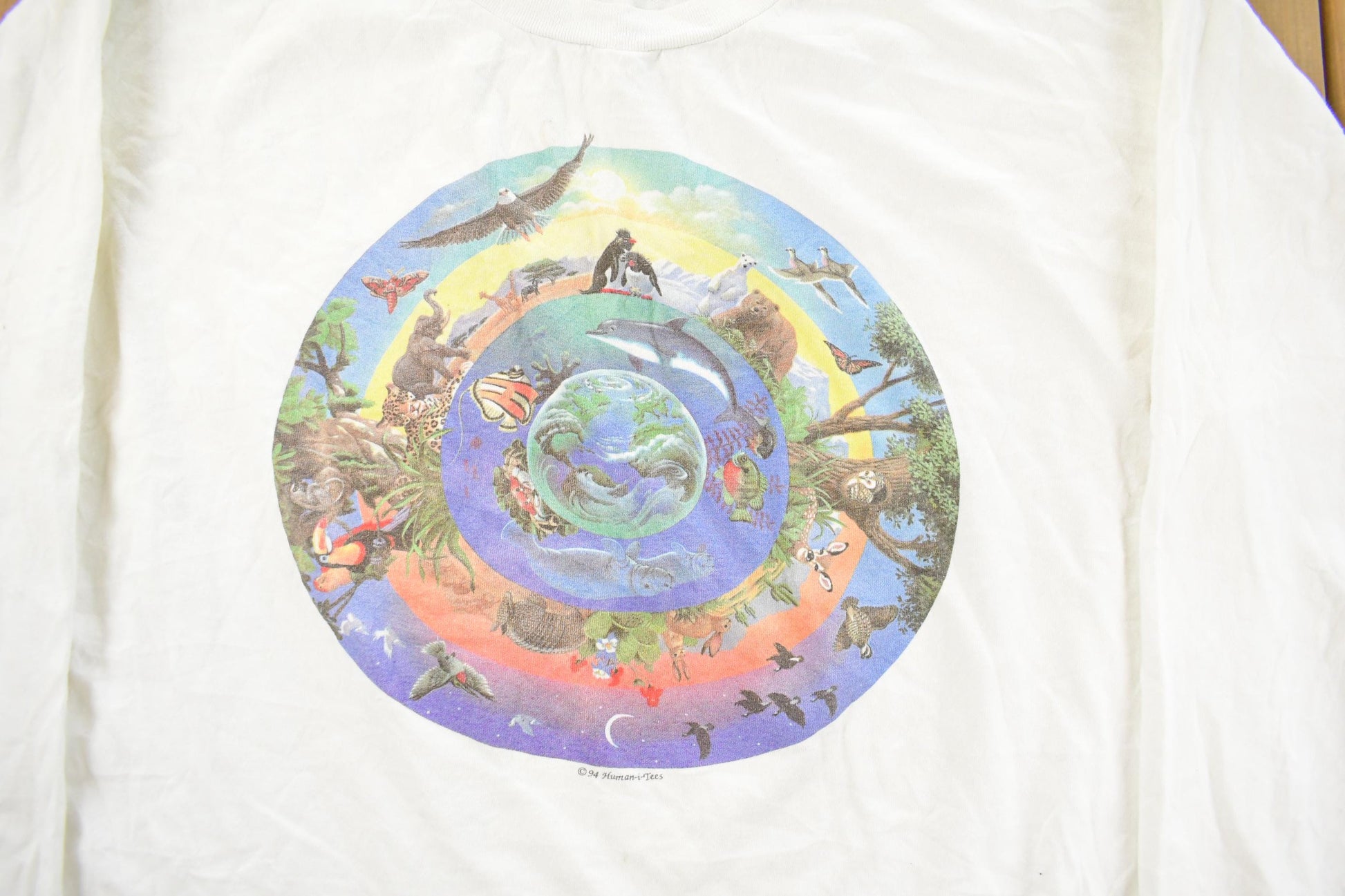 Vintage 1994 Human-I-Tees Circle Of Life Environmentalist Long Sleeve T-Shirt Men's XL from propervintagecanada