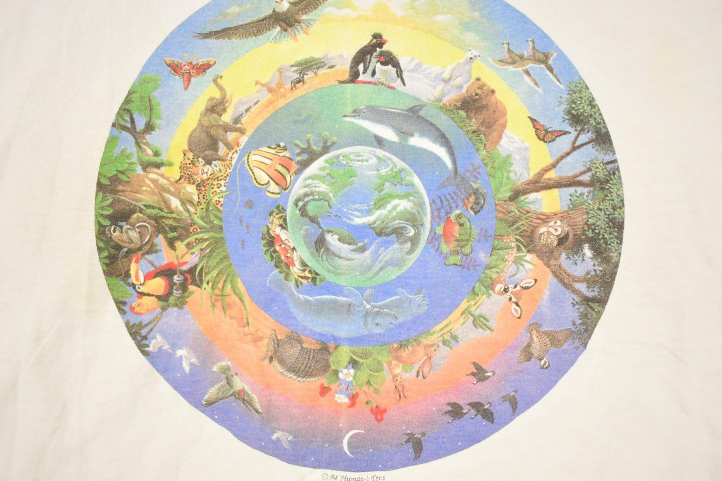 Vintage 1994 Human Tees Ecosport All The Animals Souvenir Travel T-Shirt Men's XL from propervintagecanada