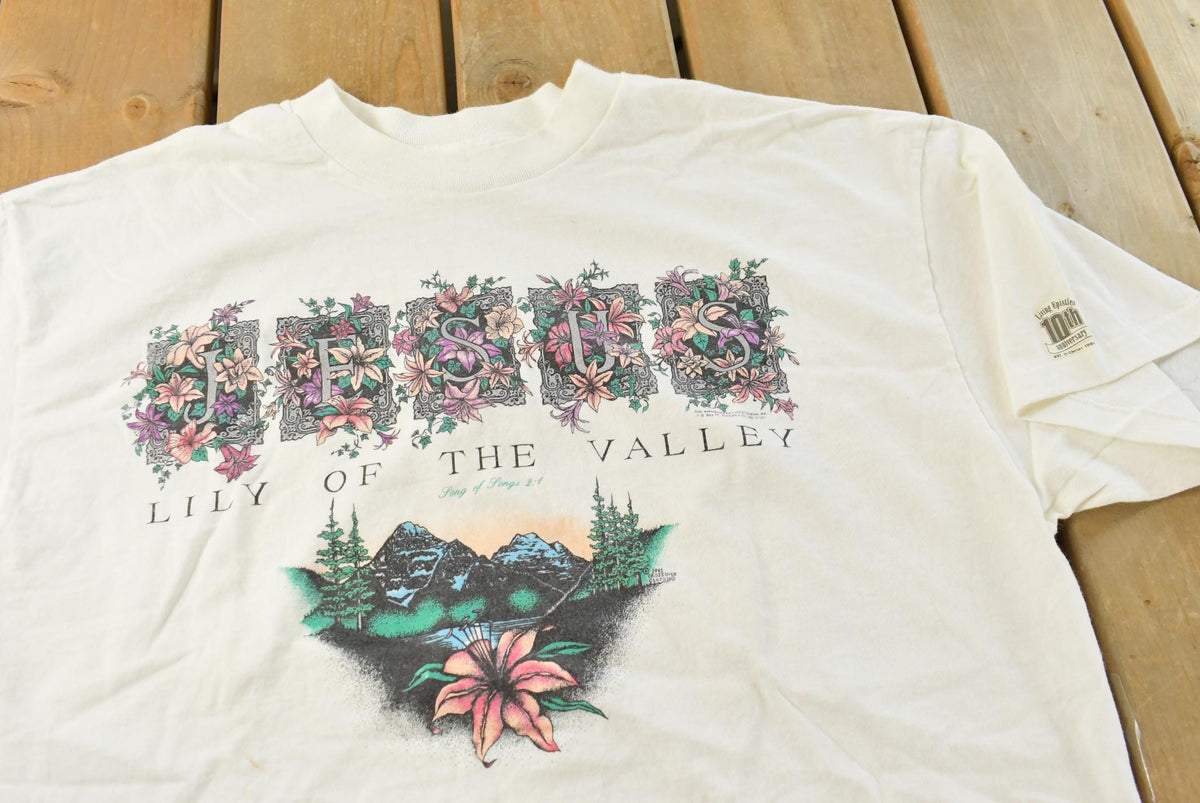 Vintage 1994 Jesus Christ Lily of the Valley Graphic T-Shirt Men's L from propervintagecanada