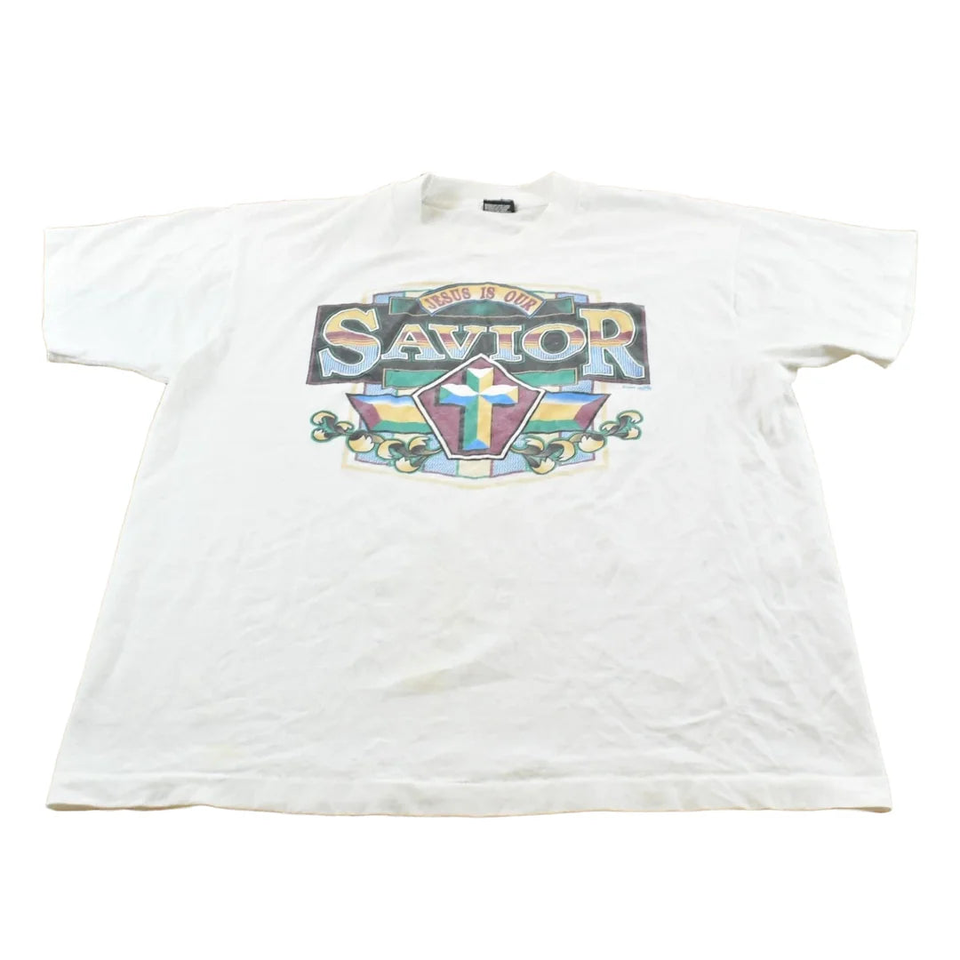 Vintage 1994 Jesus Is Our Savior Christianity T-Shirt Men's L from propervintagecanada