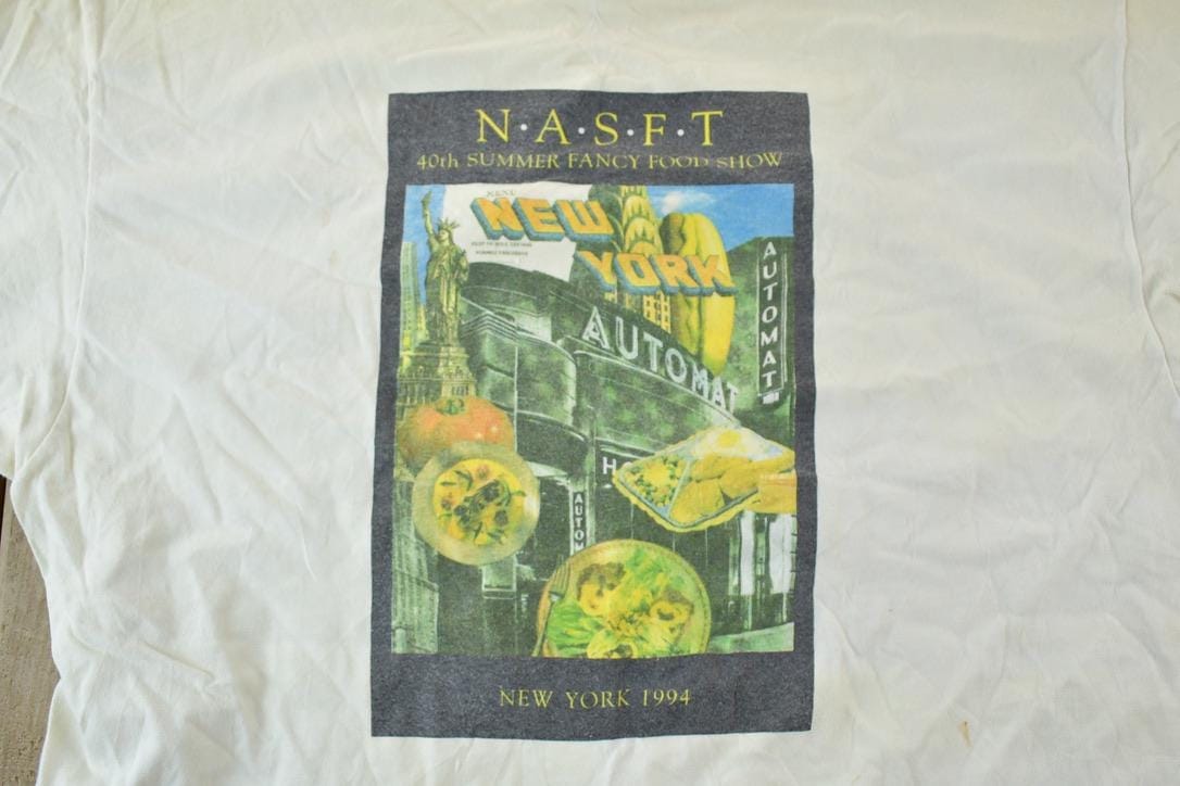 Vintage 1994 NASFT New York Fancy Food Show Souvenir Single Stitch Graphic Print T-Shirt Men's XL from propervintagecanada