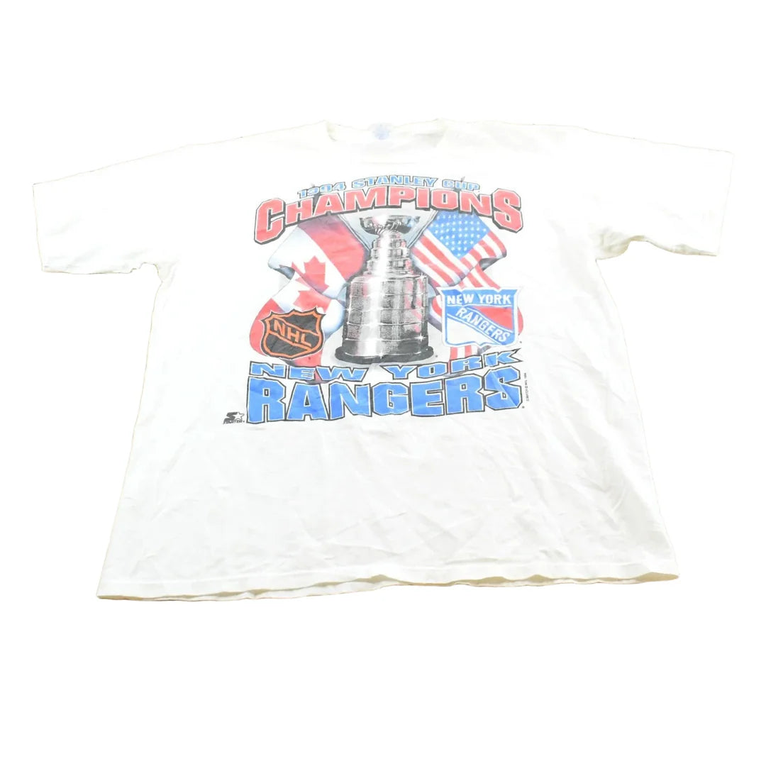 Vintage 1994 New York Rangers Stanley Cup Champions Starter NHL Graphic T-Shirt Men's L from propervintagecanada
