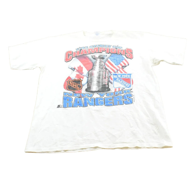 Vintage 1994 New York Rangers Stanley Cup Champions Starter NHL Graphic T-Shirt Men's L from propervintagecanada