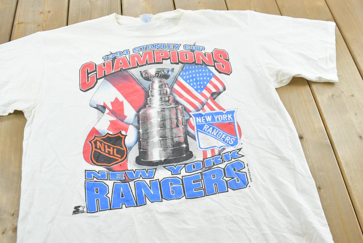 Vintage 1994 New York Rangers Stanley Cup Champions Starter NHL Graphic T-Shirt Men's L from propervintagecanada