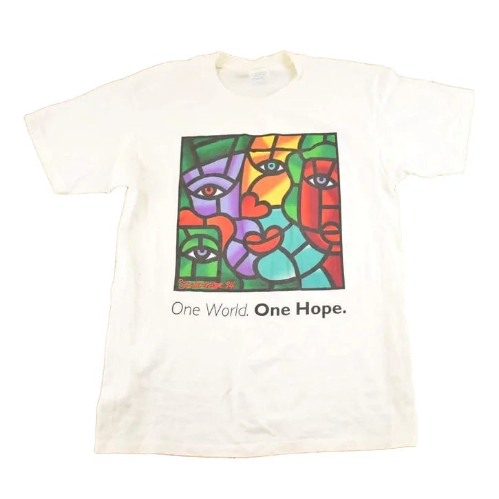 Vintage 1994 One World One Hope Art T-Shirt Men's L from propervintagecanada