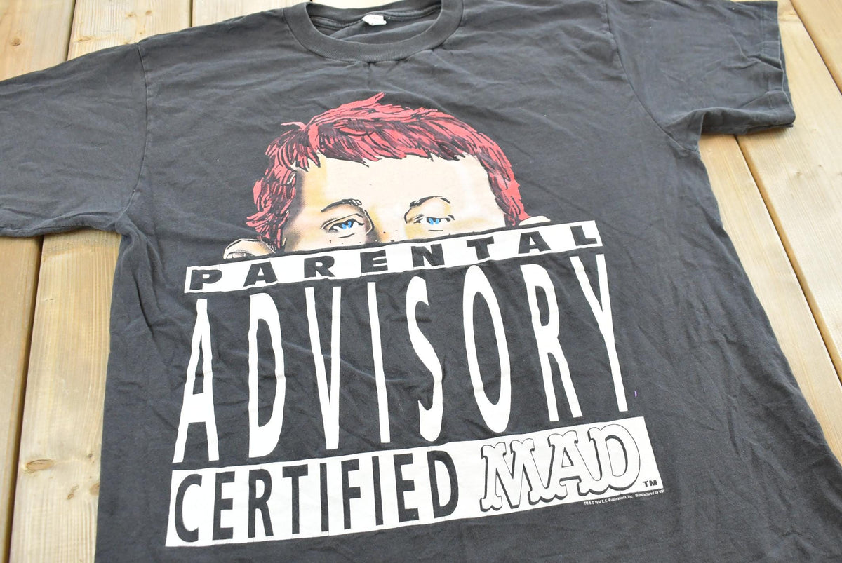 Vintage 1994 Parental Advisory Mad Magazine Alfred E Neuman Cartoon T-Shirt Mens XL from propervintagecanada