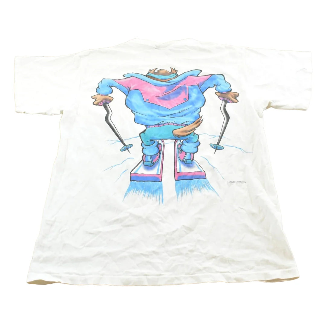 Vintage 1994 Taz Ski Looney Tunes Cartoon Graphic T-Shirt Mens L from propervintagecanada