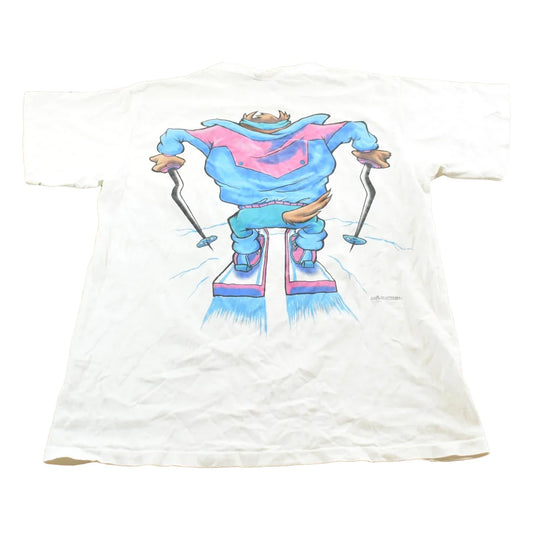 Vintage 1994 Taz Ski Looney Tunes Cartoon Graphic T-Shirt Mens L from propervintagecanada
