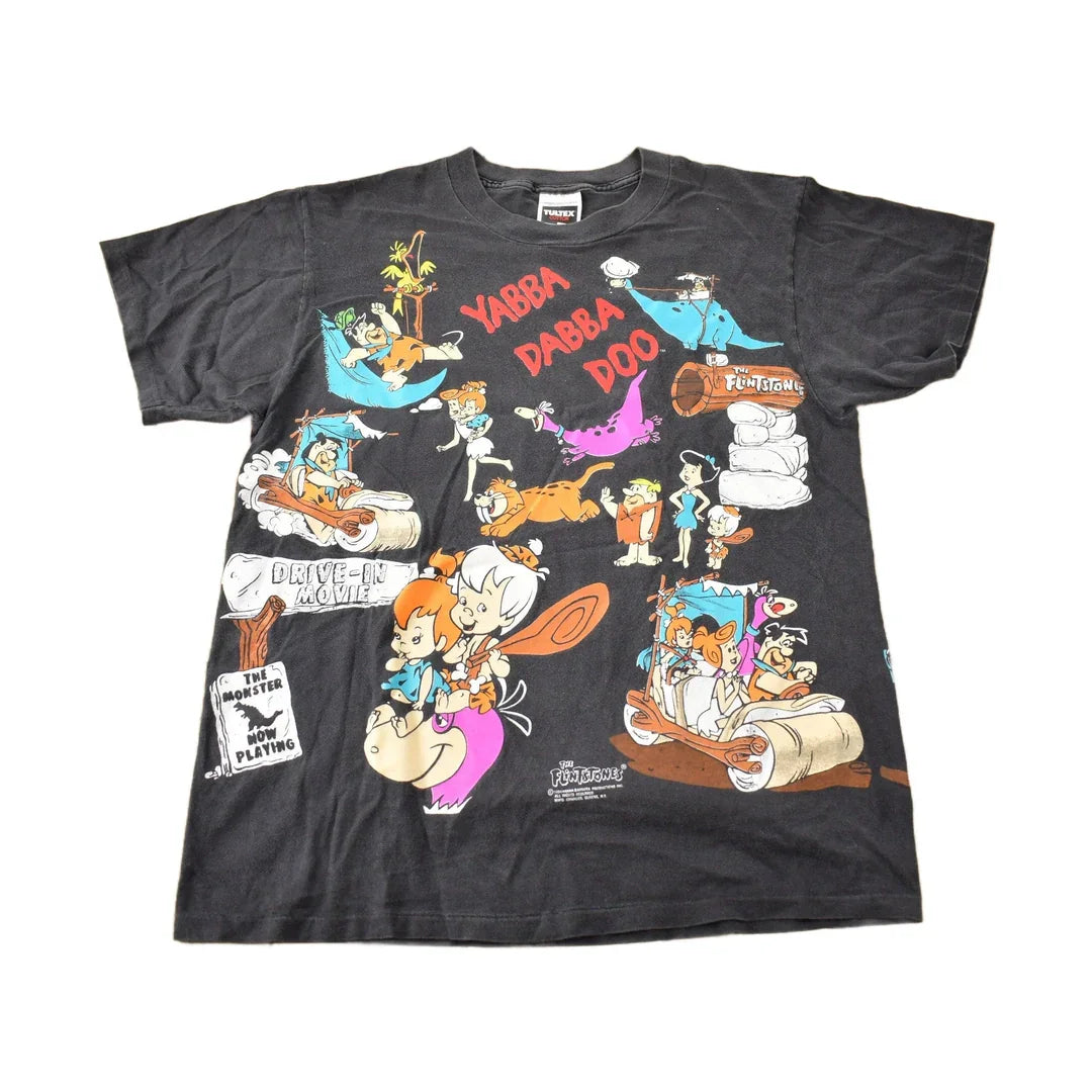 Vintage 1994 The Flintstones Cartoon All Over Print AOP Graphic T-Shirt Men's Large from propervintagecanada