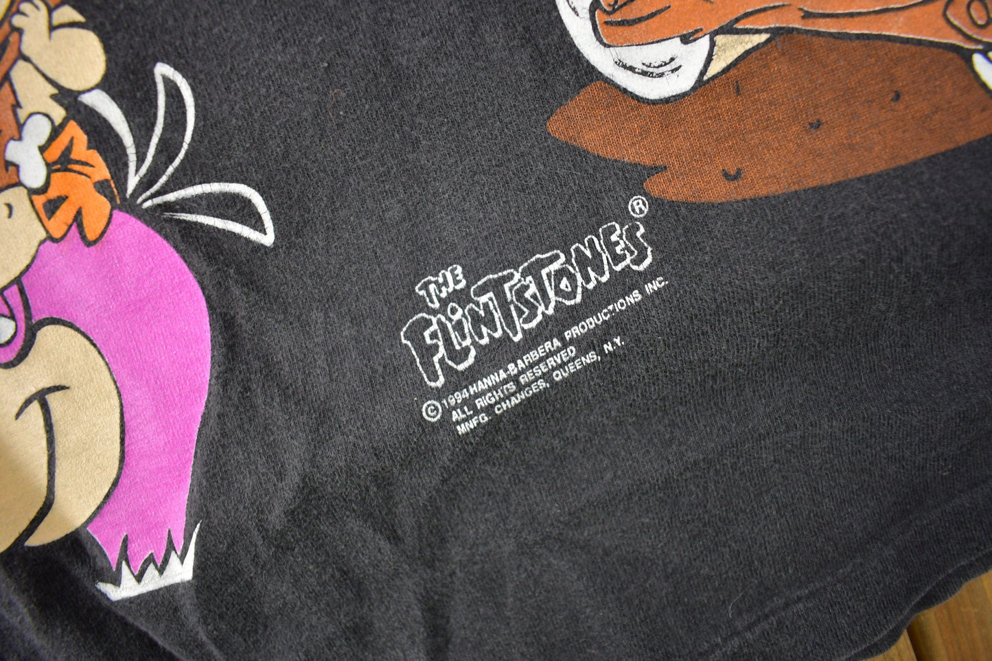 Vintage 1994 The Flintstones Cartoon All Over Print AOP Graphic T-Shirt Men's Large from propervintagecanada
