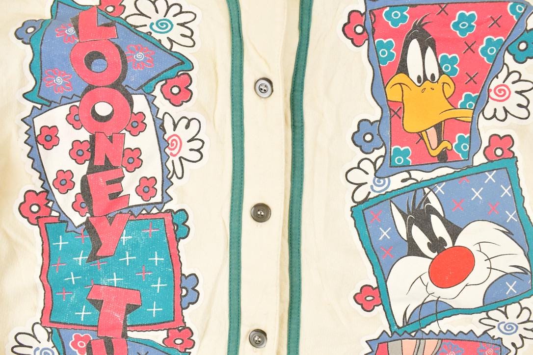 Vintage 1994 Warner Bros Looney Tunes Bugs Bunny Button Up Baseball Jersey Women's L from propervintagecanada