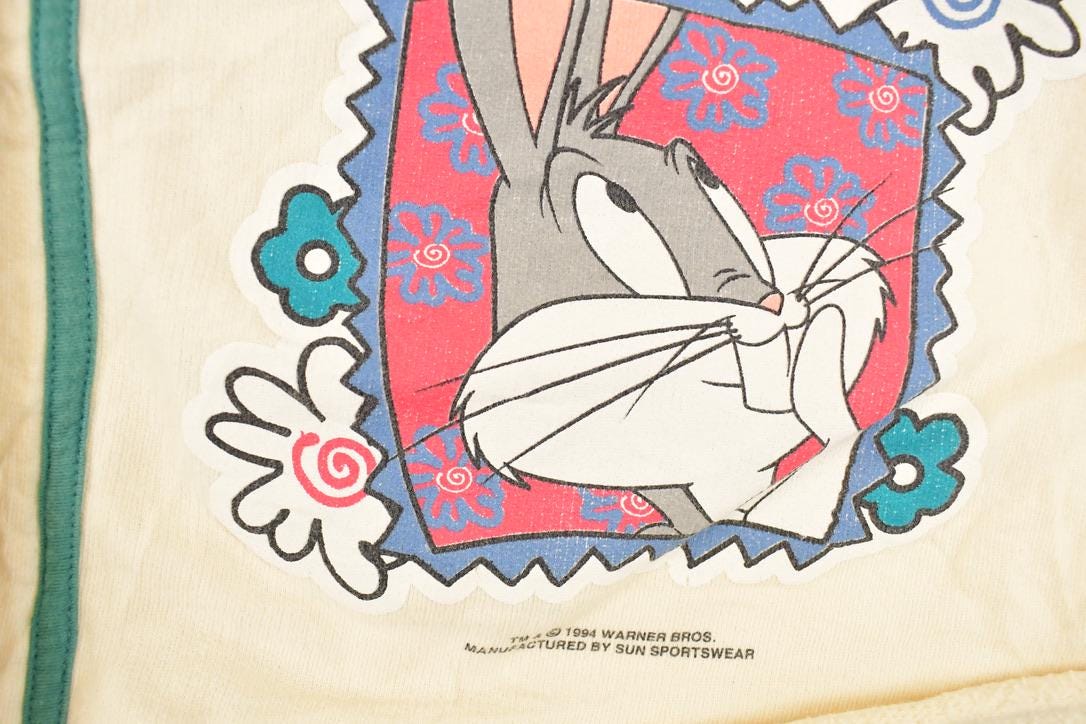 Vintage 1994 Warner Bros Looney Tunes Bugs Bunny Button Up Baseball Jersey Women's L from propervintagecanada